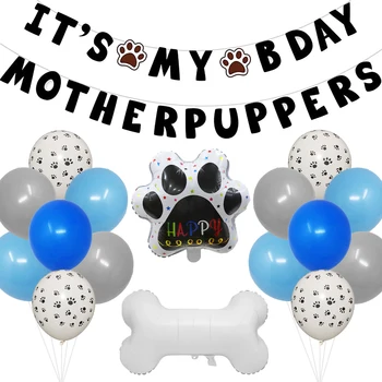 הכלב חיית המחמד מסיבת יום הולדת קישוט זה שלי BDAY אמא PUPPERS באנר הכלב כף הרגל עצמות רדיד בלון עבור הגור מסיבת יום הולדת אספקה