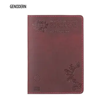 GENODERN100% עור אמיתי פורטוגל דרכון מכסה דרכון בעל פורטוגזית יוניסקס נסיעות הארנק