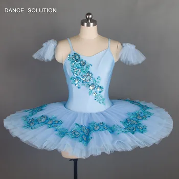 BLL025 כחול חיוור ספנדקס הוסט בלט חצאית שמלה עם אפליקציות הבמה את התחפושת Wmen & בנות שמלת ריקוד סולו