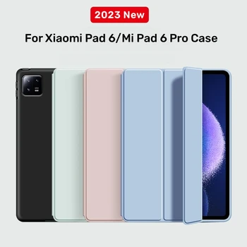 חכם לxiaomi Pad 6 2023 11 סנטימטר עור PU Tri-קיפול מגנטי לכסות Funda Xiaomi Mi Pad 6 MiPad 6 Pro 2023 מקרה