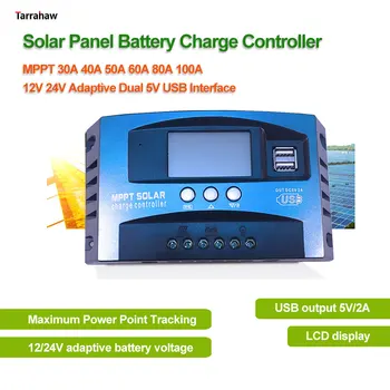 MPPT Solar Charge Controller 100A 80A 60A 50A 40A 30A 12V/24V Batterys הרגולטור תשלום, Discharger שמש בקר USB LCD
