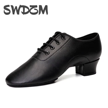 SWDZM גברים נעלי ריקוד לטיני שחור עקבים נמוכים אולם גברים של נעלי ריקוד לילדים, טנגו, סלסה רומבה ריקוד ג ' אז מודרני נעלי ספורט