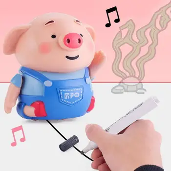 לצייר קו רגלי חזיר דינוזאור עט אינדוקטיבית צעצועים קל ועדין לעקוב רובוט מוזיקה חיות חינוך הילד צעצועים עם עט