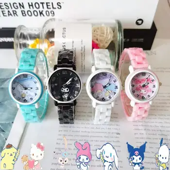 Kawaii Sanrio חיקוי שעוני קרמיקה Kuromi אביזרי יופי חמוד קריקטורה אנימה קוורץ שעונים תלמיד צעצועי בנות מתנה