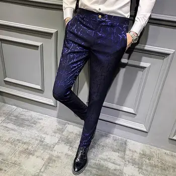 חדשות אופנה רטרו פרח להדפיס סט מכנסיים 2023 קלאסי של גברים חברתית מכנסיים Slim Fit חליפת עסקים רשמית המשרד המכנסיים