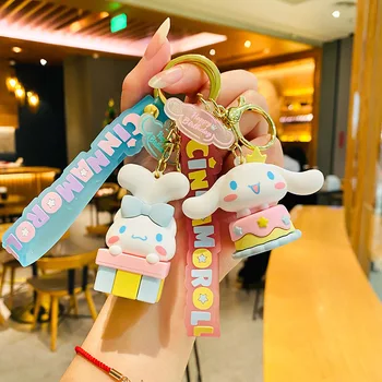 חמוד Sanrio Cinnamoroll מסיבת סדרת אנימה הקריקטורה Pvc בובות מחזיק מפתחות ילקוט תליון אנימה ילד צעצועים Kawaii נערה מתנת יום הולדת.