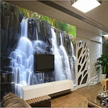 beibehang 3d סטריאוסקופית סיני הר & מפל מים הטלוויזיה רקע טפט חי בחדר השינה ציורי קיר המסמכים דה parede