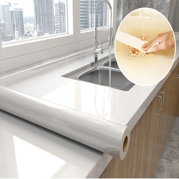 ויניל המטבח שמן הוכחה טפט דביק עמיד למים השיש ריהוט משיש סרט שקוף אמבטיה עיצוב מדבקות