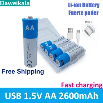 קיבולת גבוהה AA 1.5 V 2600mAh USB נטענת Li-ion סוללה עבור שליטה מרחוק עכבר קטן אוהד צעצוע חשמלי סוללה + כבל