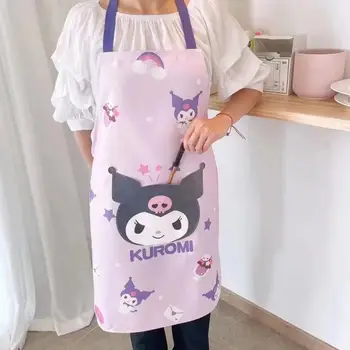 Sanrio Kawaii הלו קיטי Kuromi שלי מלודי Cinnamoroll מטבח כותנה סינר מסעדה Workwear Coverall שרוולים Suspender