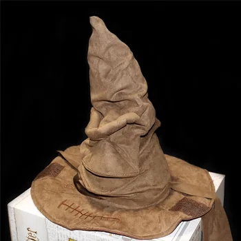 אופנה סרטים המכשפה אשף כובע קדרים מצנפת המיון עור מסיבת ליל כל הקדושים אביזרים להתלבש כובע גברים Cosplay תלבושות ואביזרים