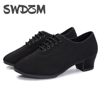 SWDZM לנשים נעלי ריקוד לטיני בנים גברים מודרניים נעליים שחור, ג ' אז, טנגו, נעלי ריקוד סלוניים רך התחתונה נעלי הריקוד מקורה