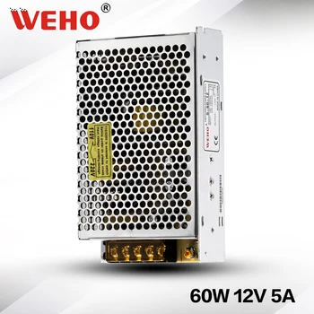 (S-60-12/24) ISO9001 CE Rohs מאושר 60W 12V 24VSwitching אספקת חשמל 60W AC יחיד פלט DC 12V 5A