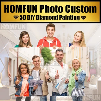 HOMFUN תמונה מותאמת אישית יהלום ציור לחצות סטיץ מלא כיכר ריינסטון 3D DIY יהלום רקמה יהלום 5D עיצוב הבית