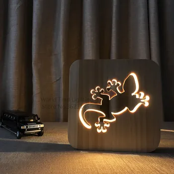 LED דקורטיבי השממית להלך לטאה צורת עץ אור מנורת USB מופעל על רוח המנורה 3D Luminaria התינוק מנורת לילה מתנת יום הולדת השינה