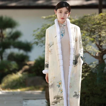 2022 חורף עבה בסגנון סיני מודרני זמן נשים מעיל הלבשה עליונה רופף לשפר טאנג חליפה סין בציר הנשי מעיל הרוח