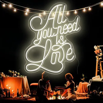 כל מה שאתה צריך זה אהבה שלטי ניאון עבור מסיבת חתונה עיצוב הבית התאמה אישית של אורות ניאון בר חנות אמנות קיר קישוט אור Led