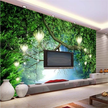 beibehang 3d ציורי קיר טפט HD חלום יער רקע ציורי קיר הטלוויזיה רקע טפט חי בחדר השינה מפל מים ציורי