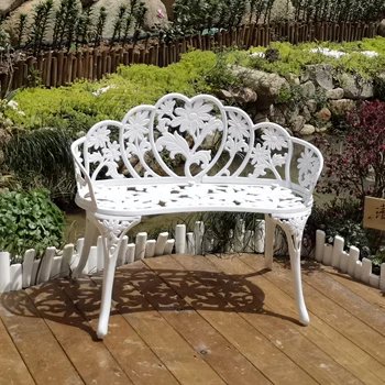 חדש מרפסת ר פארק אוהב מושב קטן דייזי דפוס החצר הספסל gardenseater אלומיניום יצוק מוצק פנאי כיסא מתכת, רהיטים