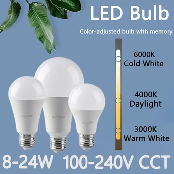1-10PCS נורת LED סגנון חדש LED Smart הנורה 3 צבעים-מותאם עם זיכרון 8W-24W AC100-240V B22 E27 גבוהה לומן 100 ללא הבהוב
