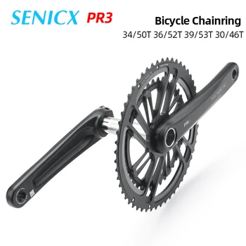 SENICX אופניים קראנק 165/170/175 רכיבה על אופניים Chainring PR3 הכביש Crankset 30/46T 34/50T 36/52T 39/53T Chainwheel אופניים אביזרים